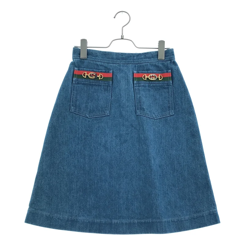 GUCCI / グッチ | ホースビット インターロッキングG フレアデニムスカート | 38 | レディース