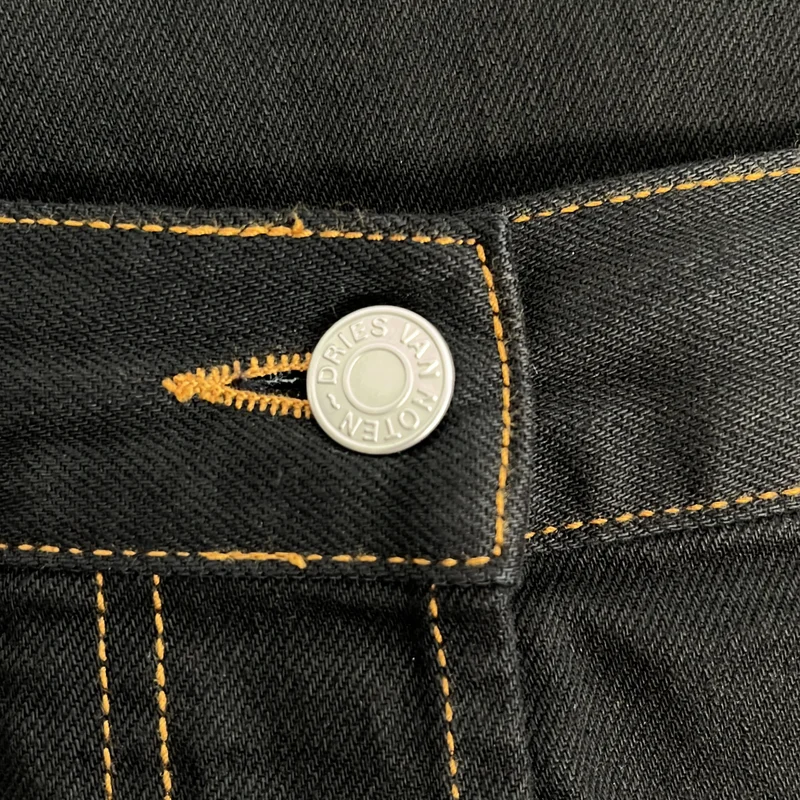 DRIES VAN NOTEN / ドリスヴァンノッテン | ロゴボタン スリット デニム スカート | 38 | レディース