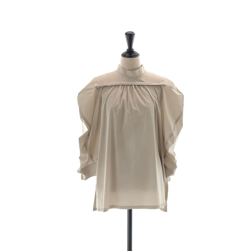 ISSEY MIYAKE / イッセイミヤケ | 2023SS | 変形スリーブ スタンドカラー ブラウス | 2 | レディース