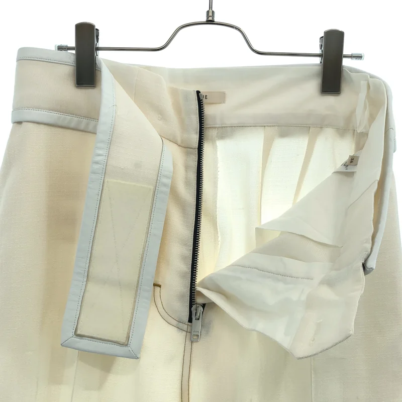 CELINE / セリーヌ | フィービー期 シルク混 ベルテッド スラックスパンツ | 36 | レディース