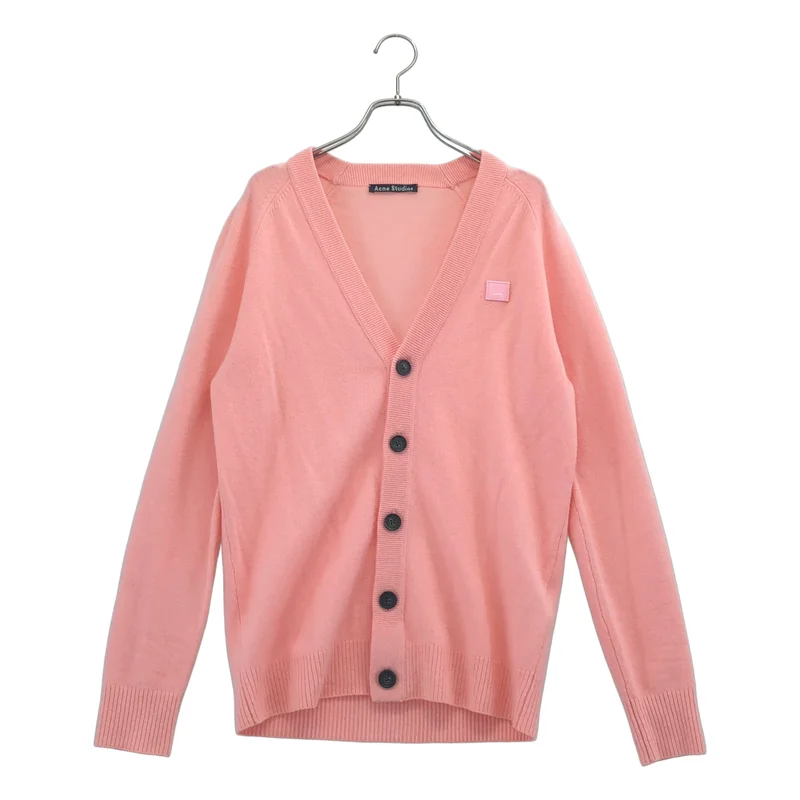 Acne Studios / アクネストゥディオズ | ウール フェイスパッチ  Vネック ニットカーディガン | XXS | レディース