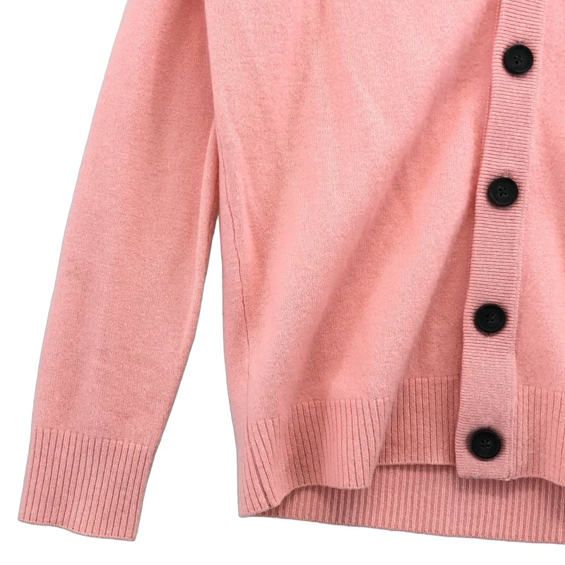 Acne Studios / アクネストゥディオズ | ウール フェイスパッチ  Vネック ニットカーディガン | XXS | レディース