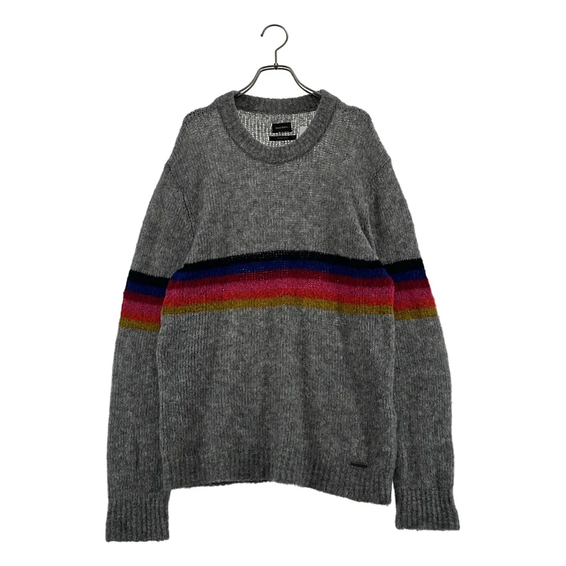 DIESEL / ディーゼル | アルパカ混 ライン クルーネックニット |
