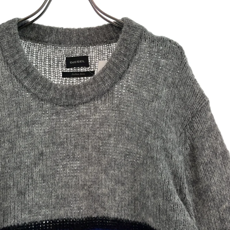 DIESEL / ディーゼル | アルパカ混 ライン クルーネックニット |