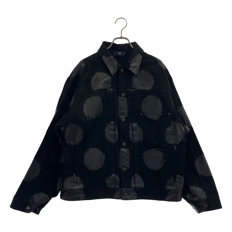 【美品】  Y's.... / ワイズビー | 2023SS | DOTS-PRINTED DENIM JACKET ドットプリント デニムジャケット | 4 | ブラック | メンズ Y's. / Wisebee | 2023SS | DOTS-PRINTED DENIM JACKET | 4 | Men's