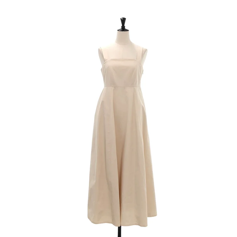 CLANE / クラネ | SQUARE BARE FLARE ONEPIECE / コットン スクエアベア フレアワンピース | 0 | レディース
