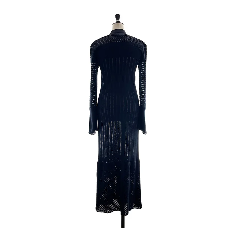 Mame Kurogouchi / マメクロゴウチ | 2023AW | Lace Stripe Knitted Dress / ハイネック ニット ワンピース | 2 | レディース
