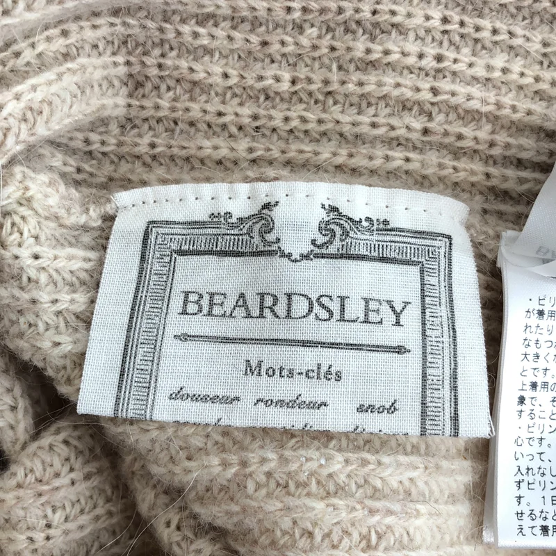 BEARDSLEY / ビアズリー | ウール混 フラワー刺しゅう ヘンリーネックニット | F | レディース