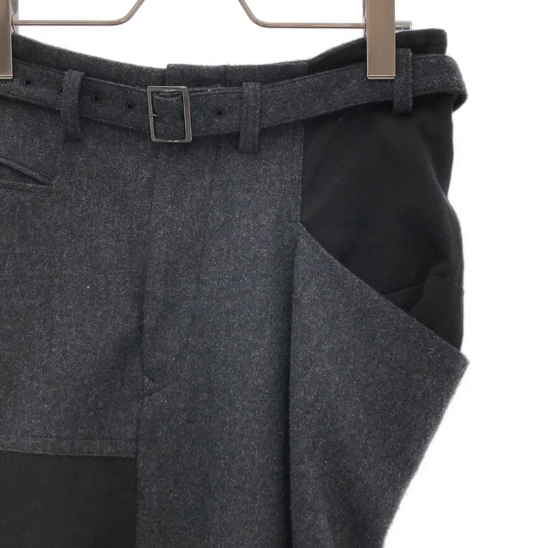 Y's / ワイズヨウジヤマモト | 2020AW | 異素材切替 パッチワーク ベルテッド スカート | 2 | レディース