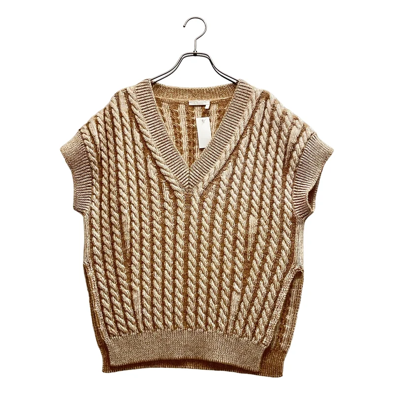 Chloe / クロエ | Woven wool knit jumper ケーブル ベスト | XS | レディース
