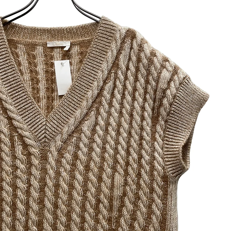 Chloe / クロエ | Woven wool knit jumper ケーブル ベスト | XS | レディース