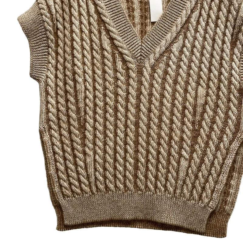 Chloe / クロエ | Woven wool knit jumper ケーブル ベスト | XS | レディース
