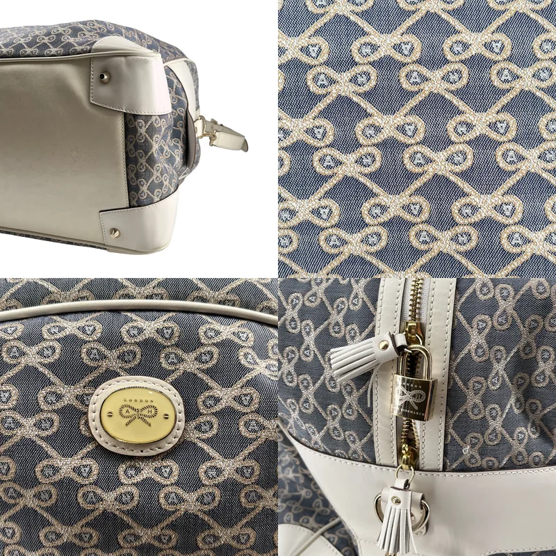 ANYA HINDMARCH / アニヤハインドマーチ | 2way ショルダー付き 総ロゴ ジャガード ボストンバッグ |