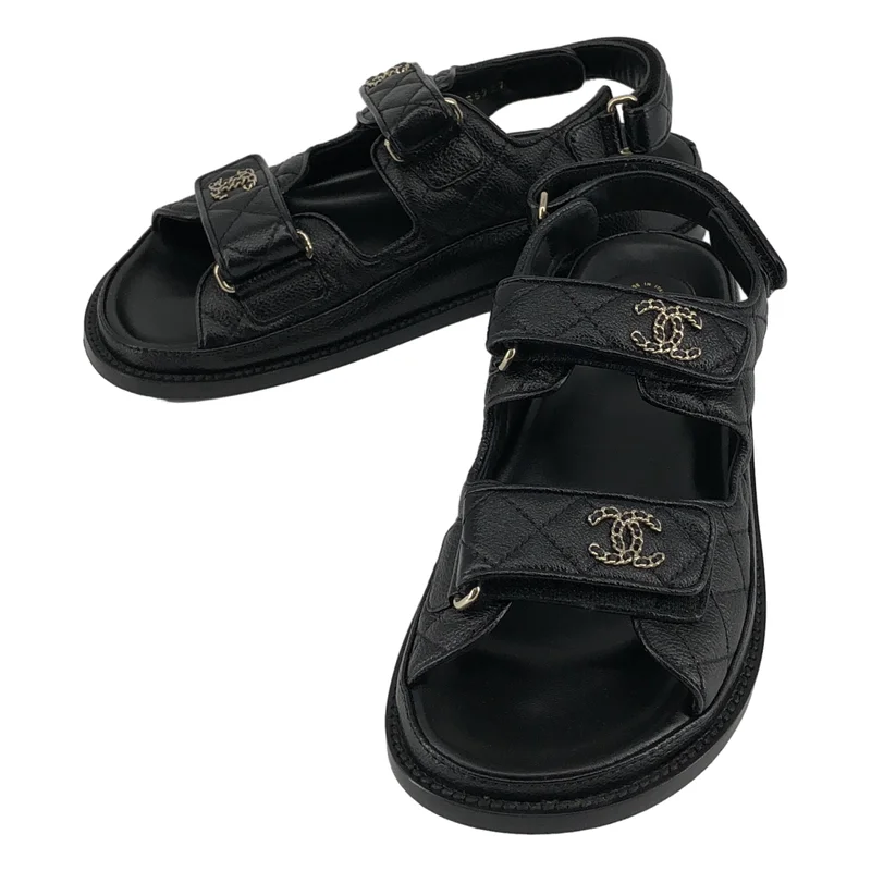 CHANEL / シャネル | ココマーク マトラッセ レザー サンダル / G35927 | 37C | レディース