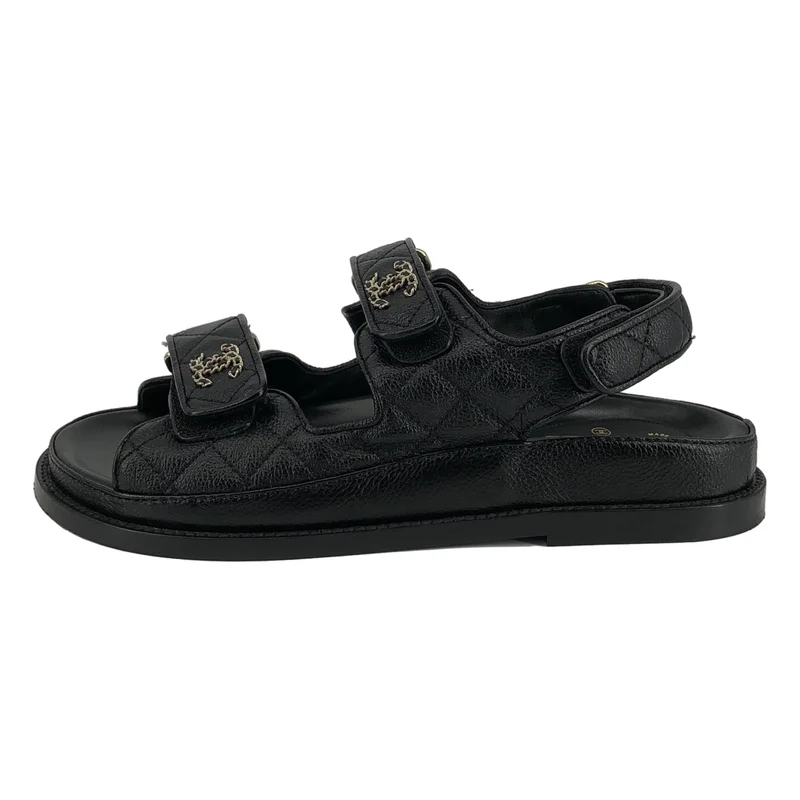 CHANEL / シャネル | ココマーク マトラッセ レザー サンダル / G35927 | 37C | レディース