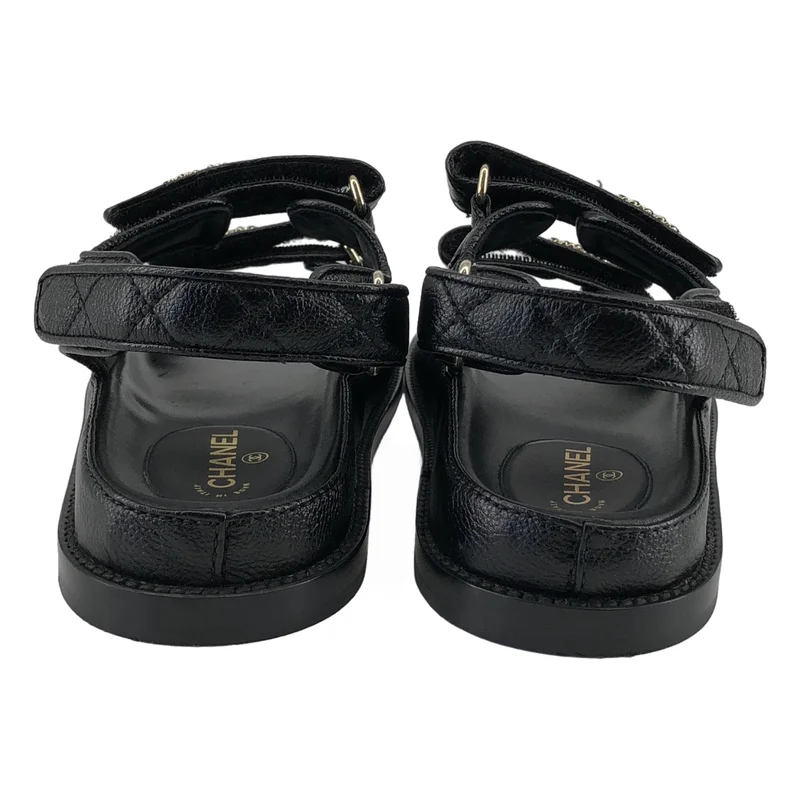 CHANEL / シャネル | ココマーク マトラッセ レザー サンダル / G35927 | 37C | レディース
