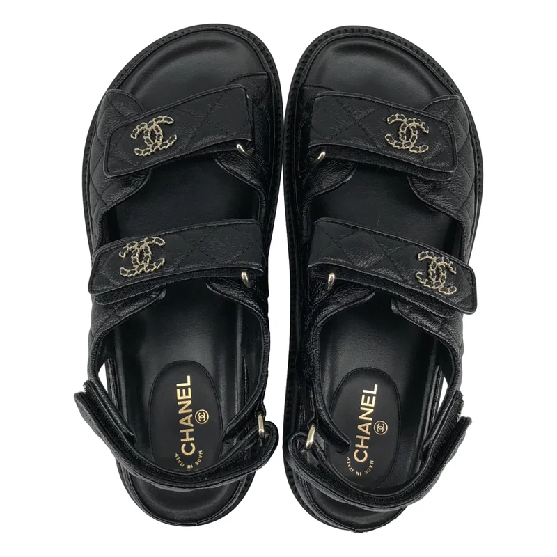 CHANEL / シャネル | ココマーク マトラッセ レザー サンダル / G35927 | 37C | レディース