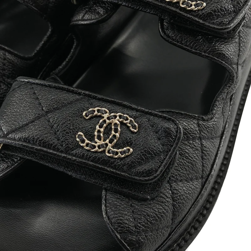 CHANEL / シャネル | ココマーク マトラッセ レザー サンダル / G35927 | 37C | レディース