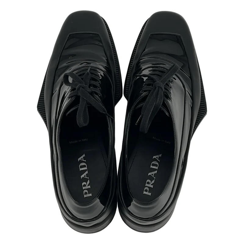 PRADA / プラダ | スクエアトゥ ラバーソール レザーダービーシューズ | 9 | メンズ